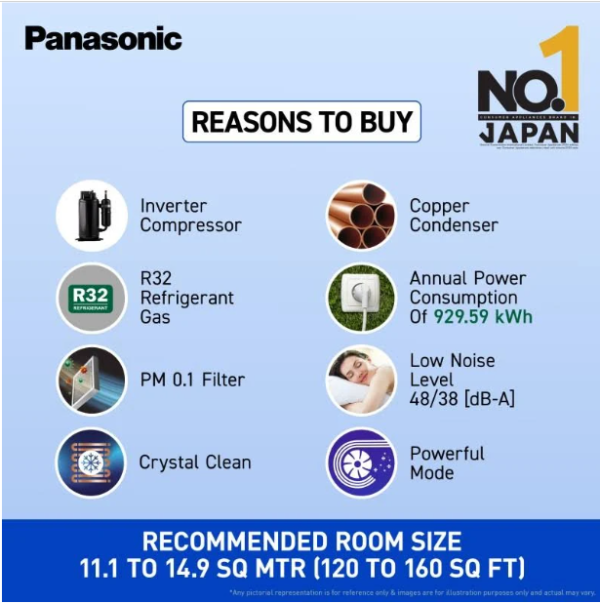 Panasonic 2025 Model 1.4 Ton 3 Star Split Inverter Ac - White - Image 2