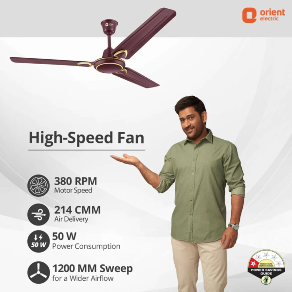 Rapid Air Deco High Speed Ceiling Fan Brown - Image 2