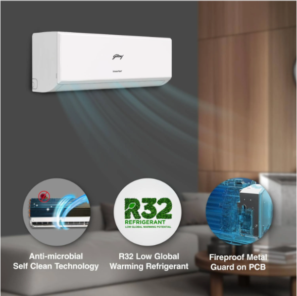 Godrej 5-in-1-convertible Cooling 1.5 Ton 3 Star Split Inverter With Heavy Duty Cooling And Pure Air Filter Ac - White - Image 3