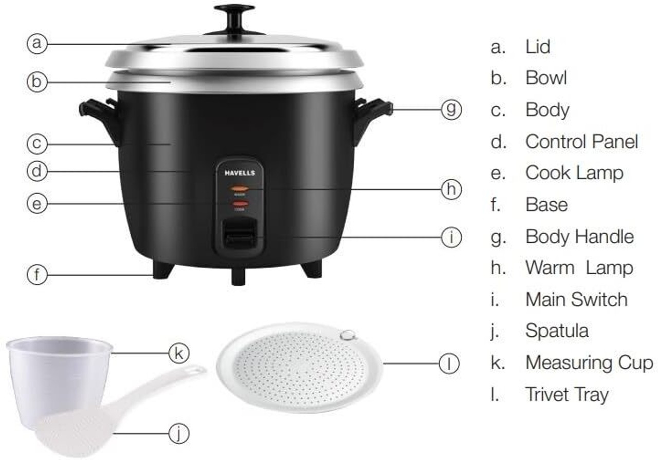HAVELLS RISO Plus 1.8 L 2 Bowl Electric Rice Cooker  (1.8 L, Black) - Image 3