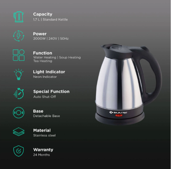 Bajaj Majesty KTX-15 Electric Kettle Black - Image 2