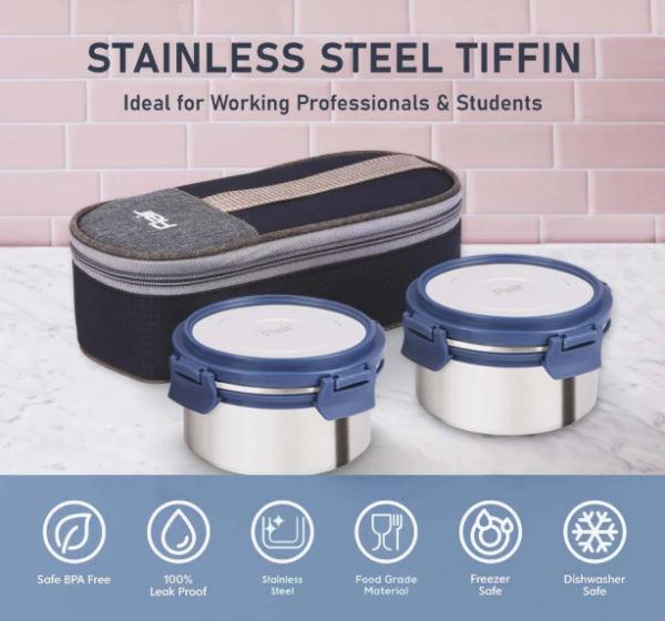 Flair Swift Click Stainless Steel Lunch Box with Bag - Image 2