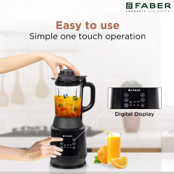 Faber 800W Mixer Grinder with 8 Speed Control & Digital Display With Touch Control | 2 in 1 Matte Black Power Blender | POWER BLENDER FPB1800W BK - Image 3