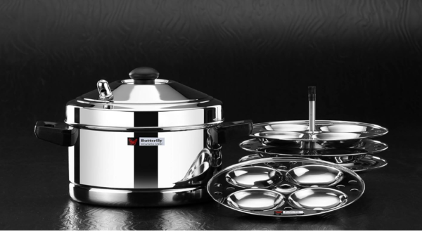 Butterfly Stainless Steel Idli Cooker, Idly Maker Set with 4 Plates, 16 Idlies, Silver, Standard, 4 Liters - Image 3