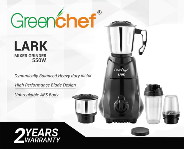 Greenchef Lark 550 W Juicer Mixer Grinder  (Lark 550 Watts | 4 Jars | Black) - Image 3