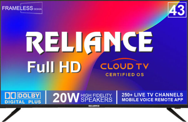 Reliance 108 cm (43 inch) Full HD LED Smart Android TV with Cloud Base TV  (RW43GD4656FHD)