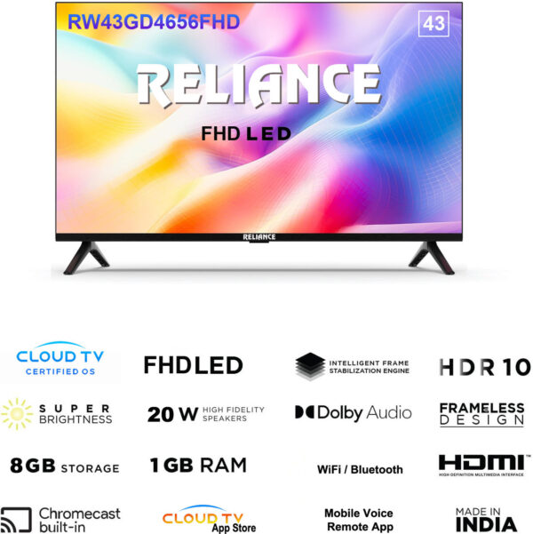 Reliance 108 cm (43 inch) Full HD LED Smart Android TV with Cloud Base TV  (RW43GD4656FHD) - Image 2